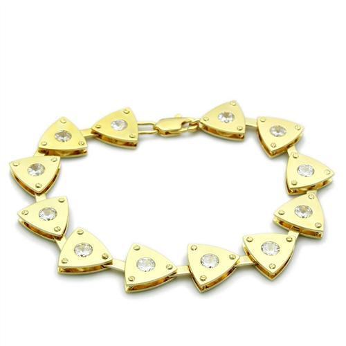 LO2004 - Brass Bracelet Matte Gold & Gold Women AAA Grade CZ Clear