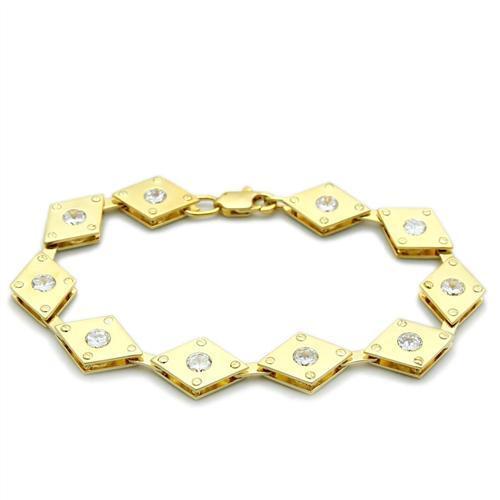 LO2007 - Brass Bracelet Matte Gold & Gold Women AAA Grade CZ Clear