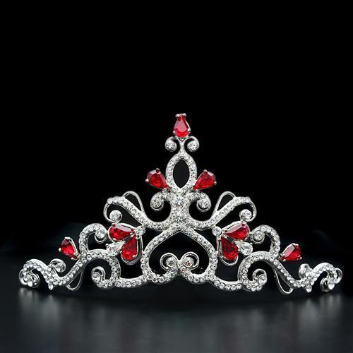 LO2109 - Brass Tiaras & Hair Clip Imitation Rhodium Women Top Grade Crystal Ruby
