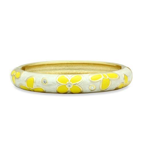 LO2141 - White Metal Bangle Flash Gold Women Top Grade Crystal Clear