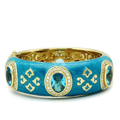 LO2250 - Brass Bangle Gold Women Synthetic Sea Blue