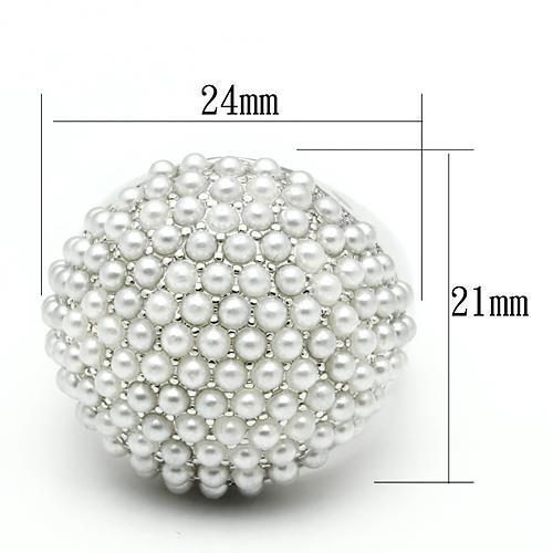 LO2433 - Brass Ring Rhodium Women Synthetic White