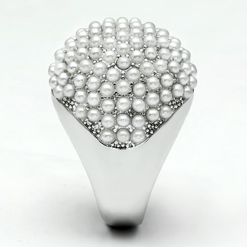 LO2433 - Brass Ring Rhodium Women Synthetic White