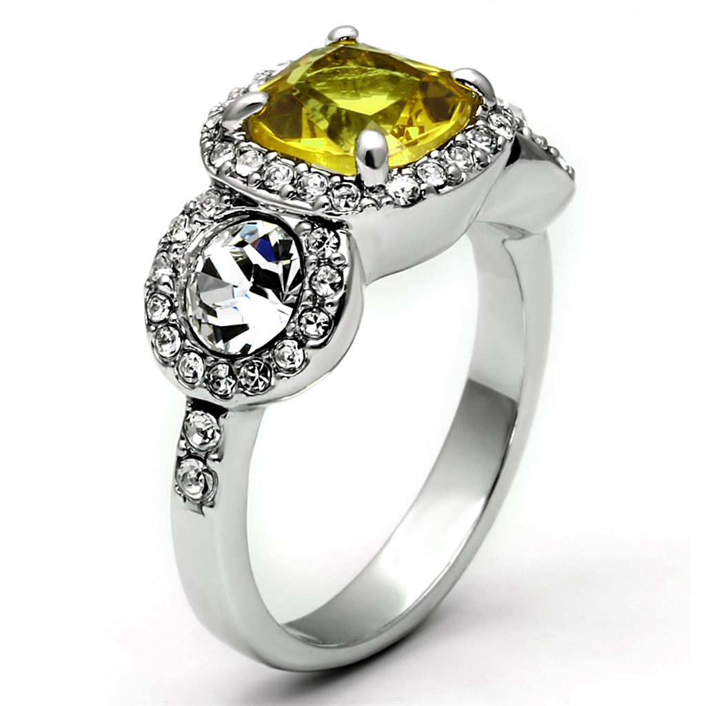 LO2517 - Brass Ring Rhodium Women Synthetic Topaz