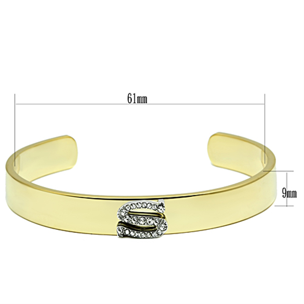 LO2588 - White Metal Bangle Gold+Rhodium Women Top Grade Crystal Clear