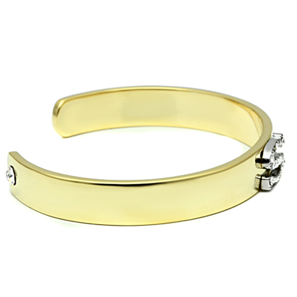 LO2588 - White Metal Bangle Gold+Rhodium Women Top Grade Crystal Clear