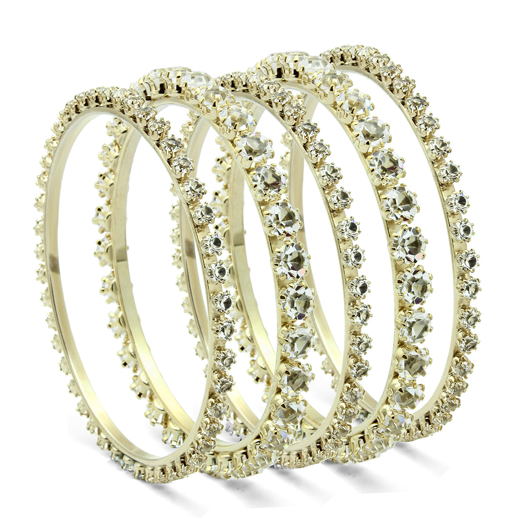 LO2617 - Brass Bangle Gold Women Top Grade Crystal Clear