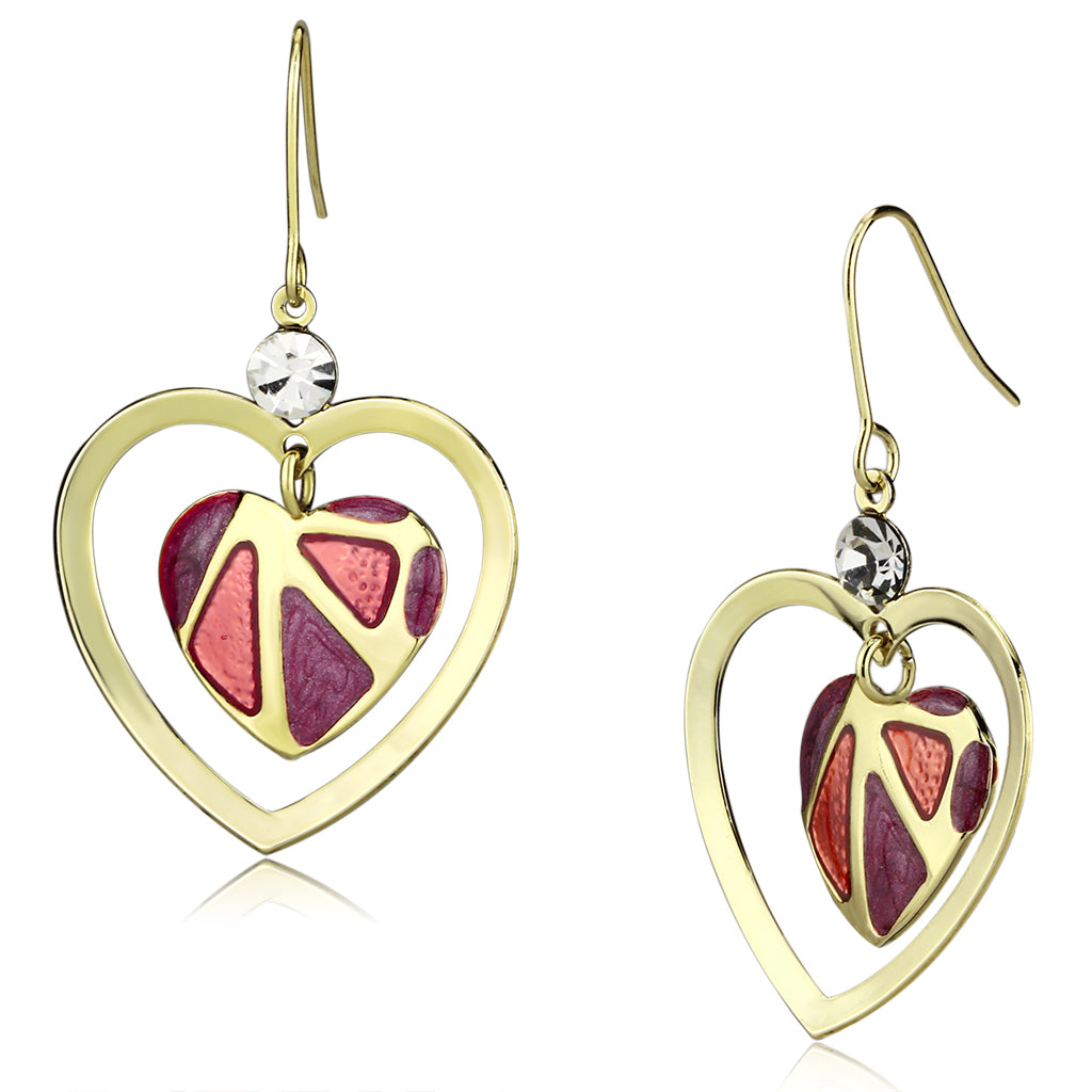 LO2680 - Iron Earrings Gold Women Top Grade Crystal Clear