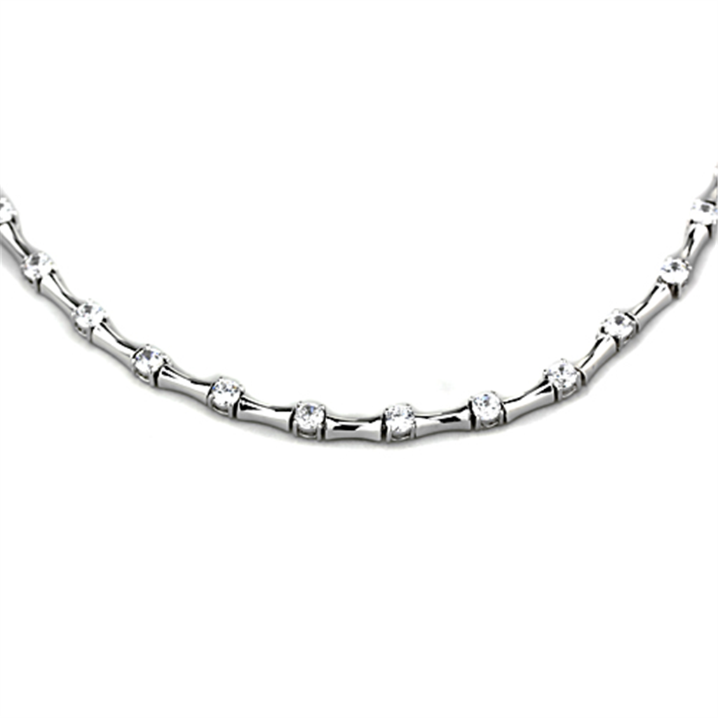 LO2709 - Brass Necklace Rhodium Women AAA Grade CZ Clear
