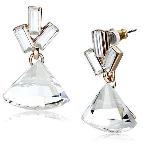 LO2751 - Iron Earrings Rose Gold Women Top Grade Crystal Clear