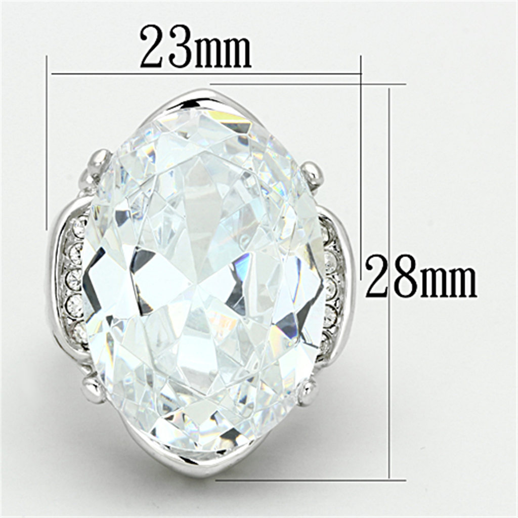 LO2950 - Brass Ring Rhodium Women AAA Grade CZ Clear