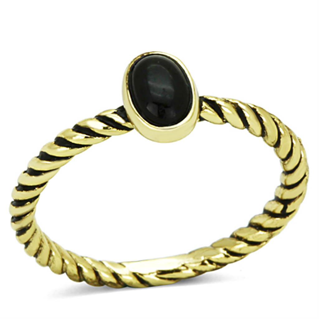 LO3063 - Brass Ring Gold Women Synthetic Jet