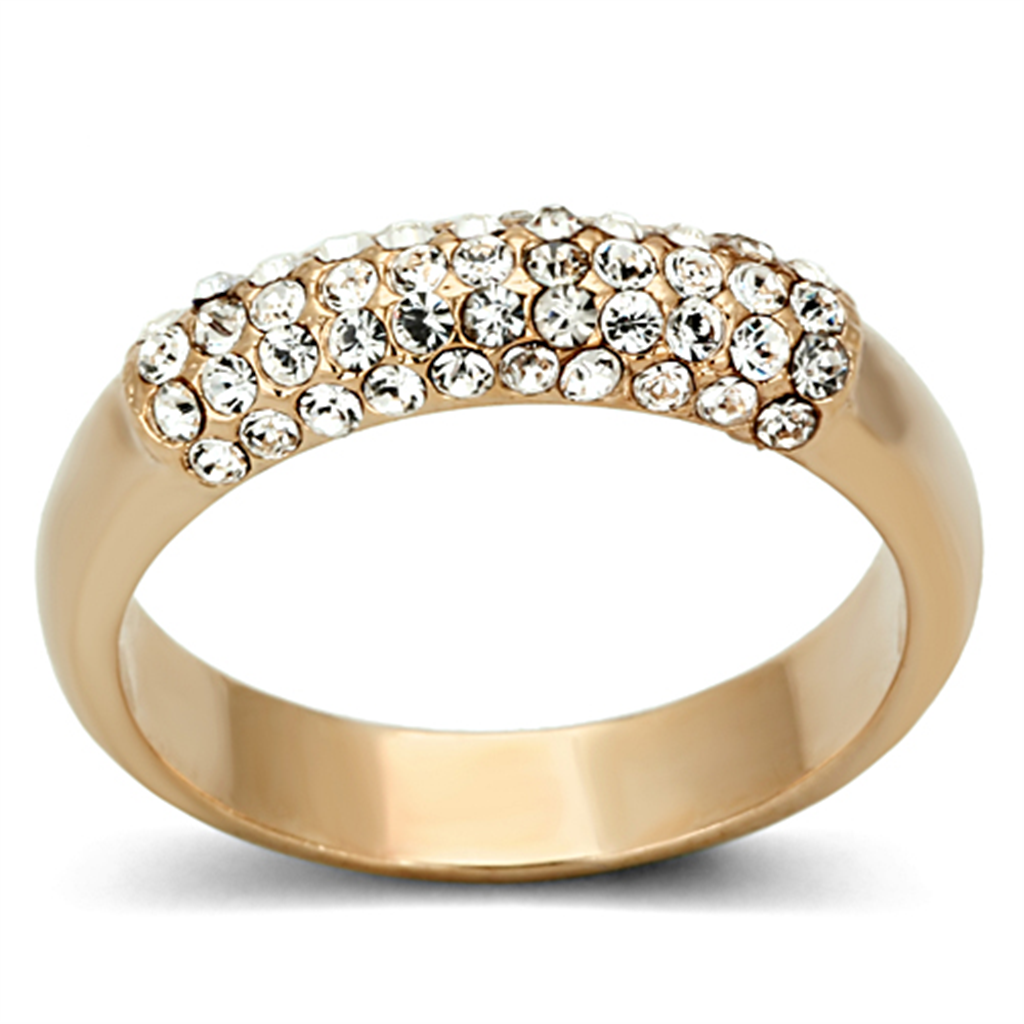 LO3069 - Brass Ring Rose Gold Women Top Grade Crystal Clear