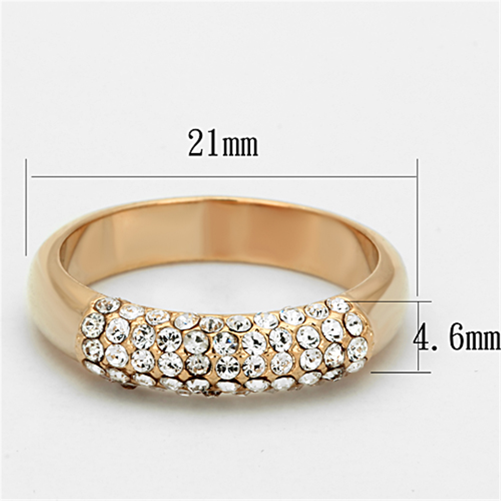 LO3069 - Brass Ring Rose Gold Women Top Grade Crystal Clear