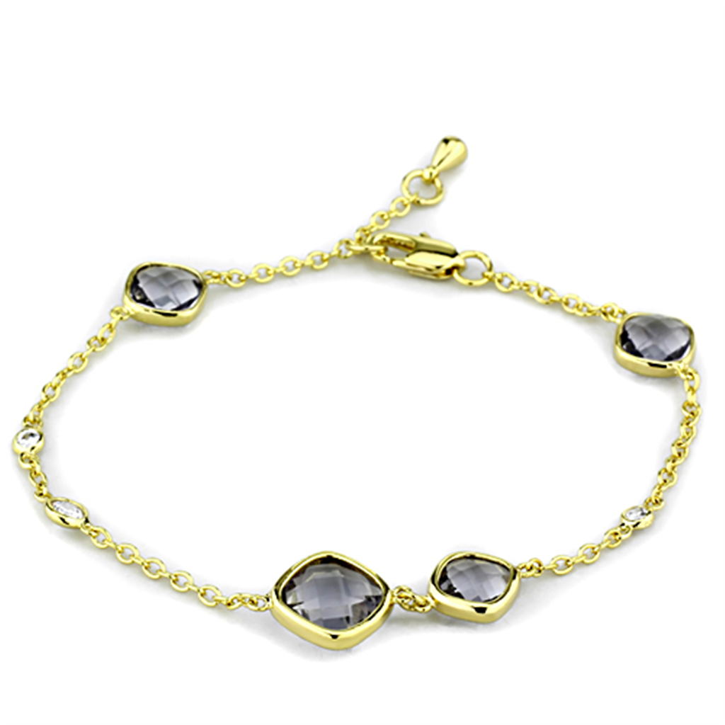 LO3234 - Brass Bracelet Gold Women Synthetic Amethyst