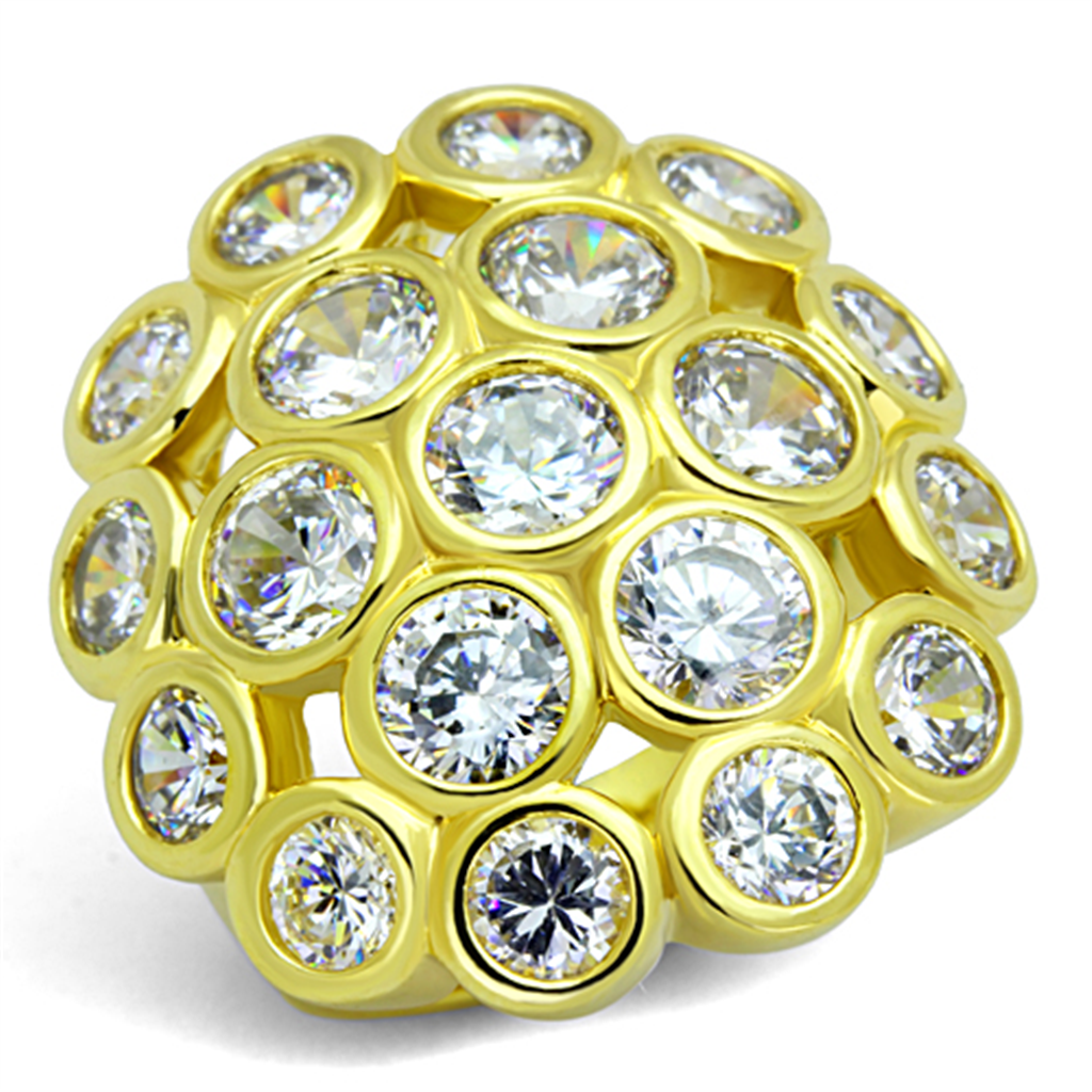 LO3250 - Brass Ring Gold Women AAA Grade CZ Clear