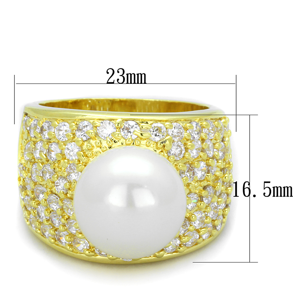 LO3385 - Brass Ring Gold Women Synthetic White