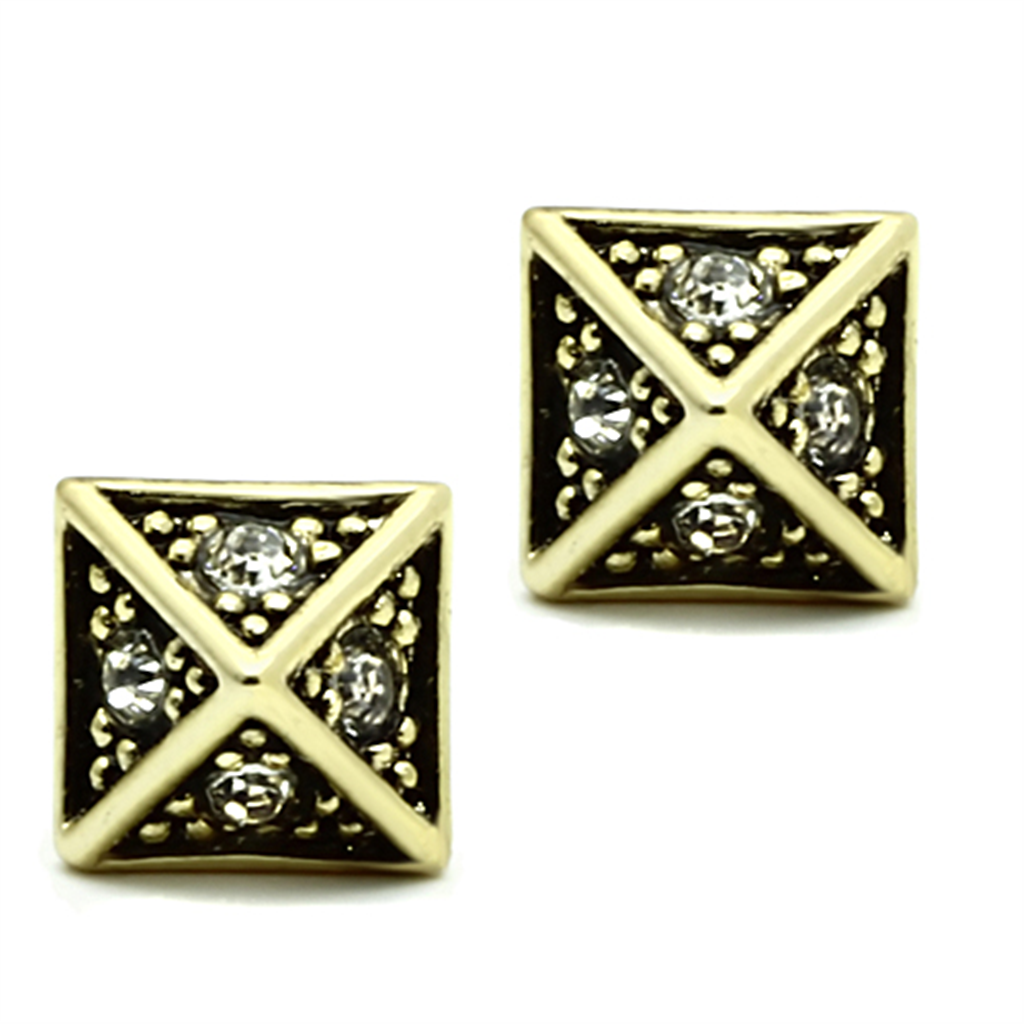 LO3507 - Brass Earrings Flash Gold Women Top Grade Crystal Clear
