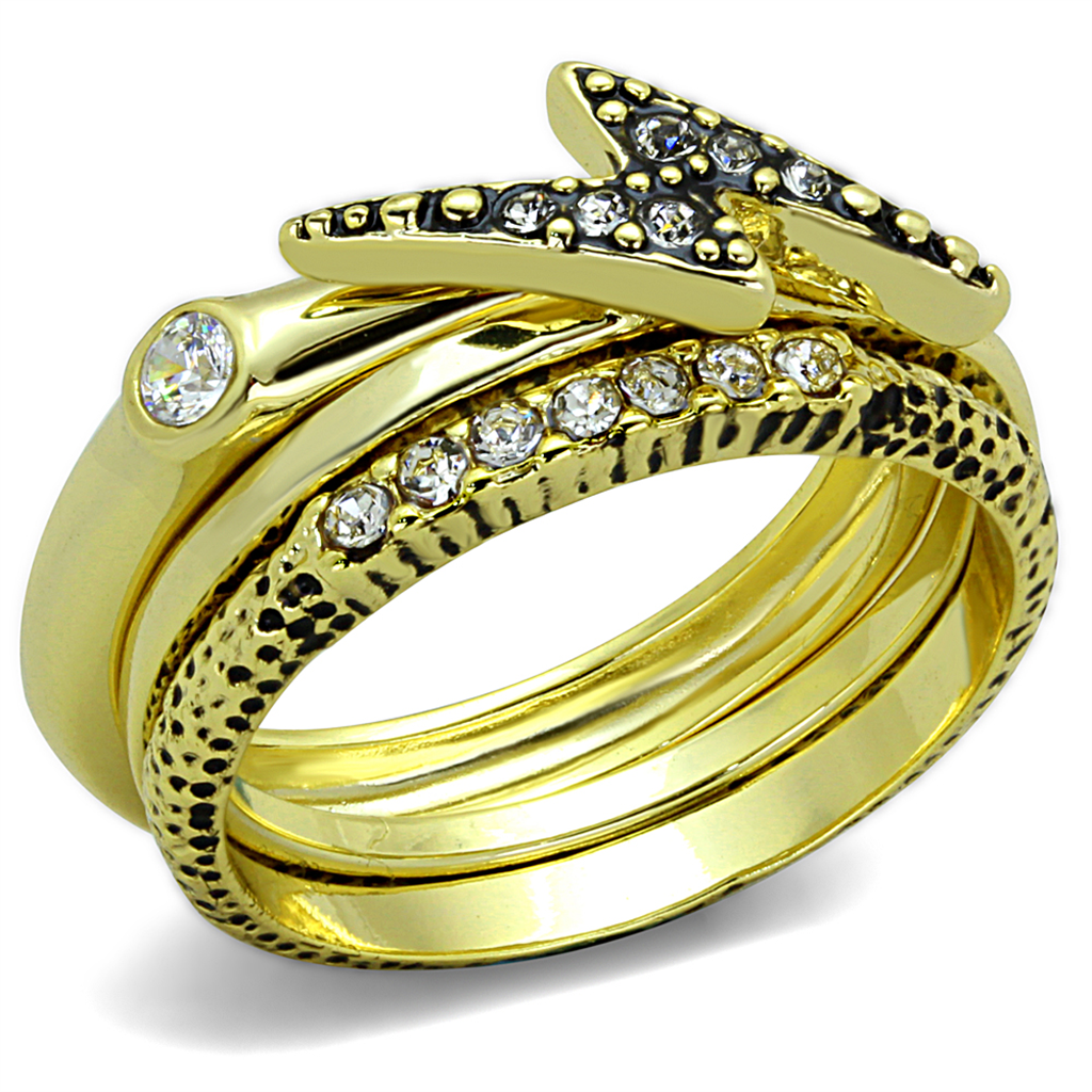 LO3651 - Brass Ring Gold Women Top Grade Crystal Clear