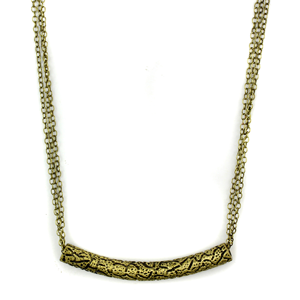 LO3725 - Brass Necklace Antique Copper Women No Stone No Stone
