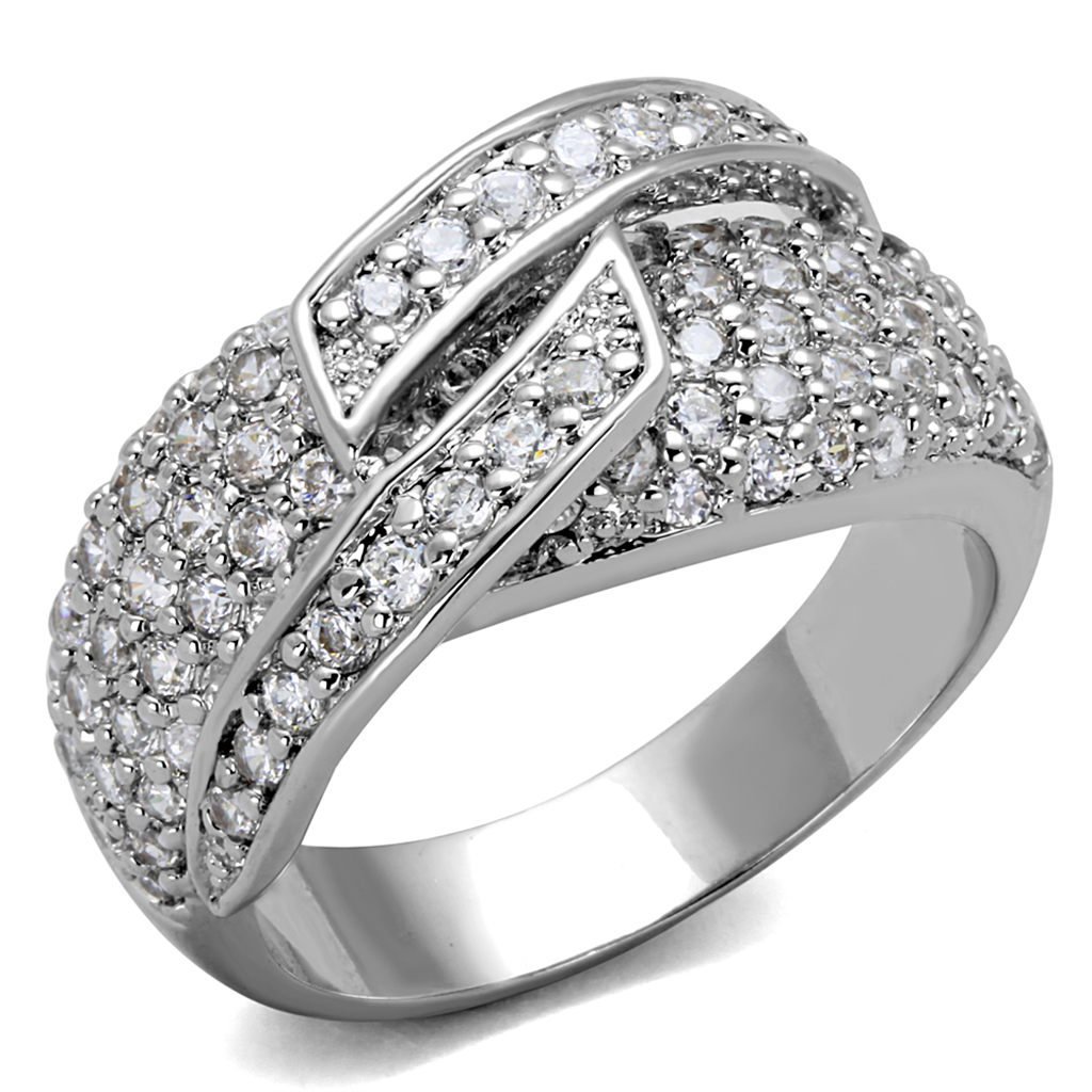 LO3741 - Brass Ring Rhodium Women AAA Grade CZ Clear