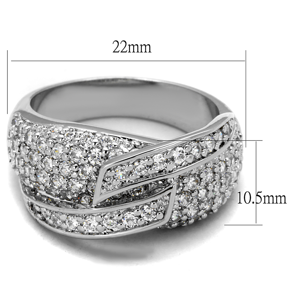 LO3741 - Brass Ring Rhodium Women AAA Grade CZ Clear
