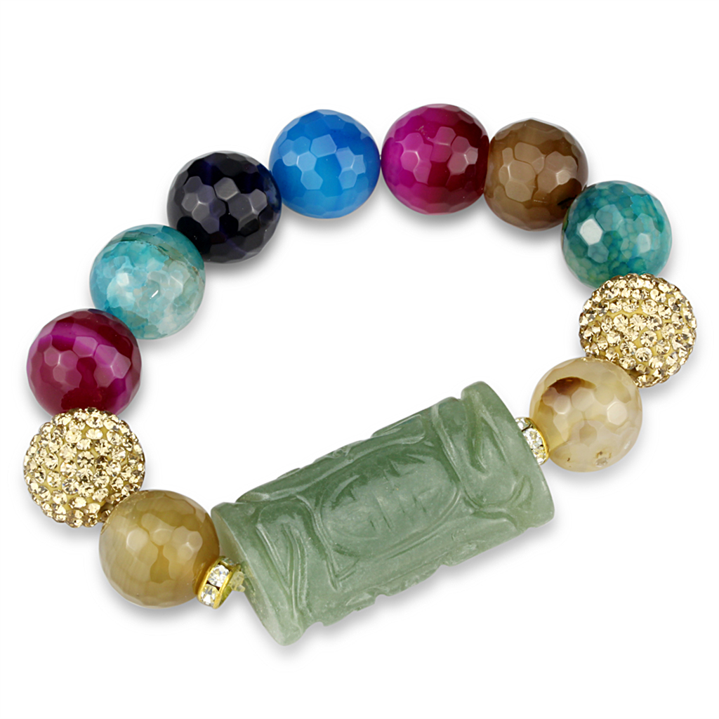 LO3785 - White Metal Bracelet Gold Women Synthetic Multi Color