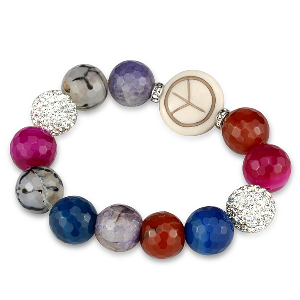 LO3790 - Brass Bracelet Antique Silver Women Synthetic Multi Color