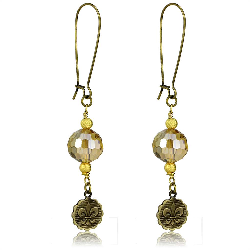 LO3806 - White Metal Earrings Antique Copper Women Synthetic Champagne