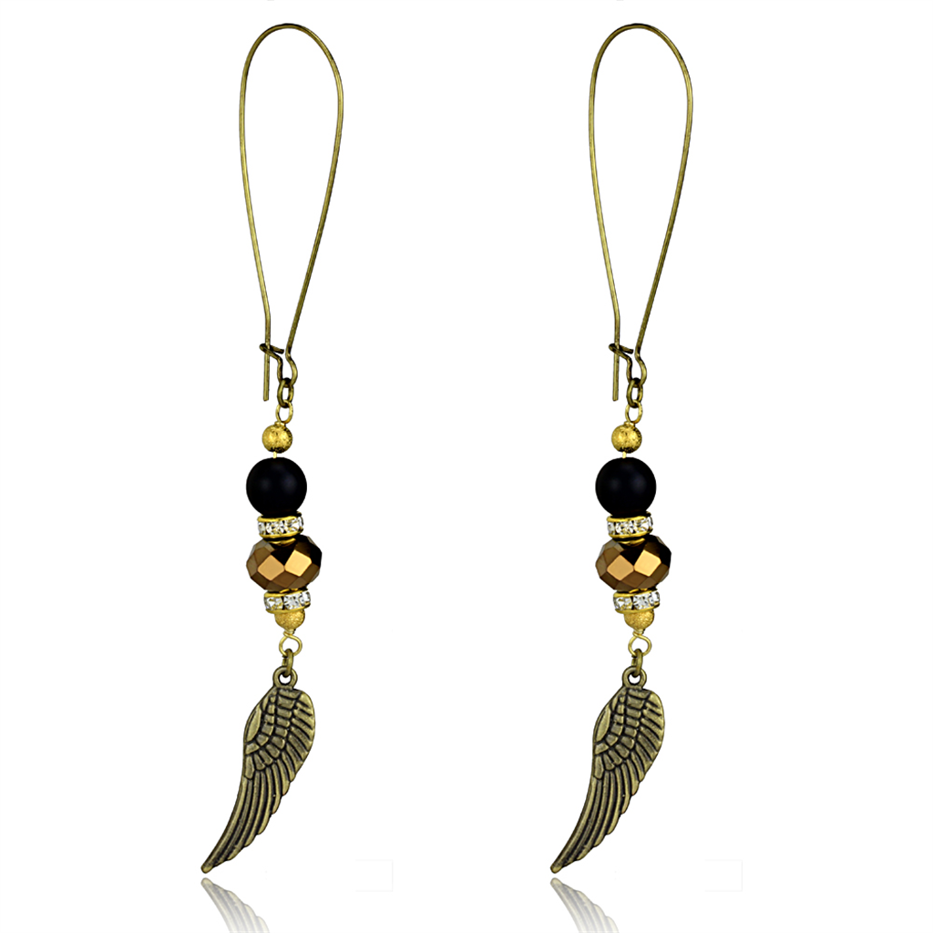 LO3809 - White Metal Earrings Antique Copper Women Synthetic Multi Color