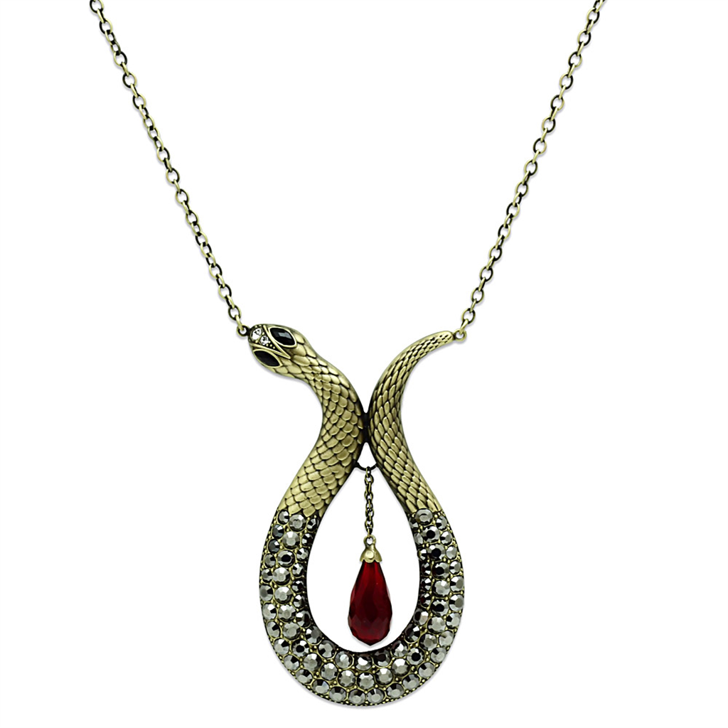 LO3839 - Brass Necklace Antique Copper Women Synthetic Siam