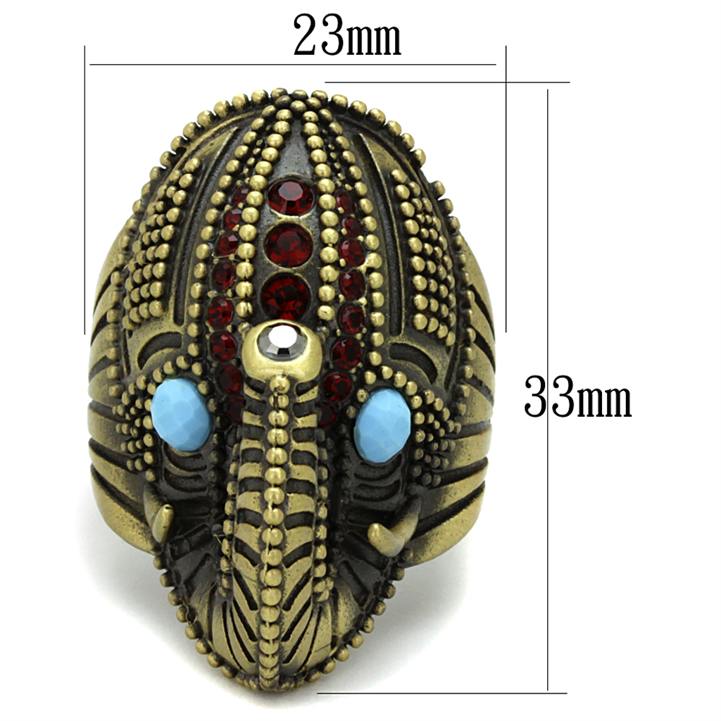 LO3887 - Brass Ring Antique Copper Women Synthetic Sea Blue