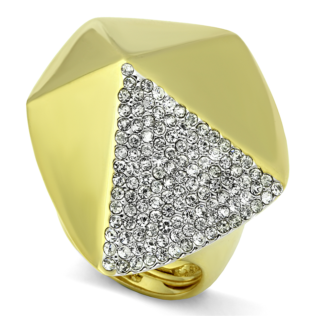 LO3902 - Brass Ring Gold+Rhodium Women Top Grade Crystal Clear