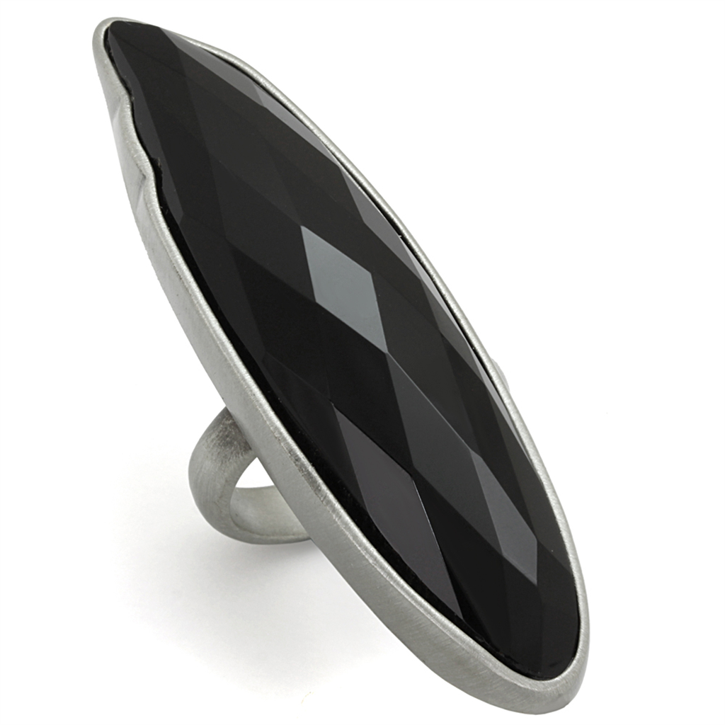 LO3910 - Brass Ring Antique Silver Women Synthetic Jet