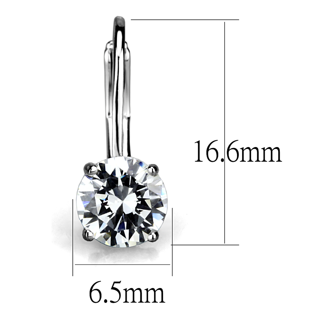 LO3947 - Brass Earrings Rhodium Women AAA Grade CZ Clear