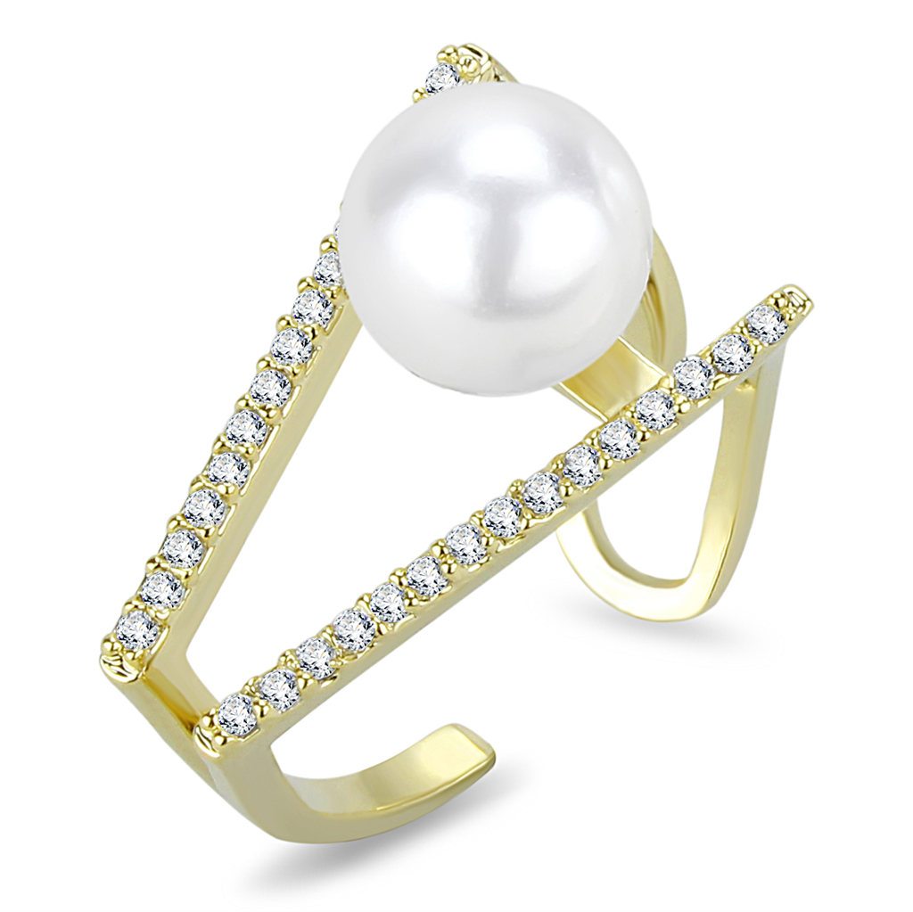 LO4246 - Brass Ring Flash Gold Women Synthetic White