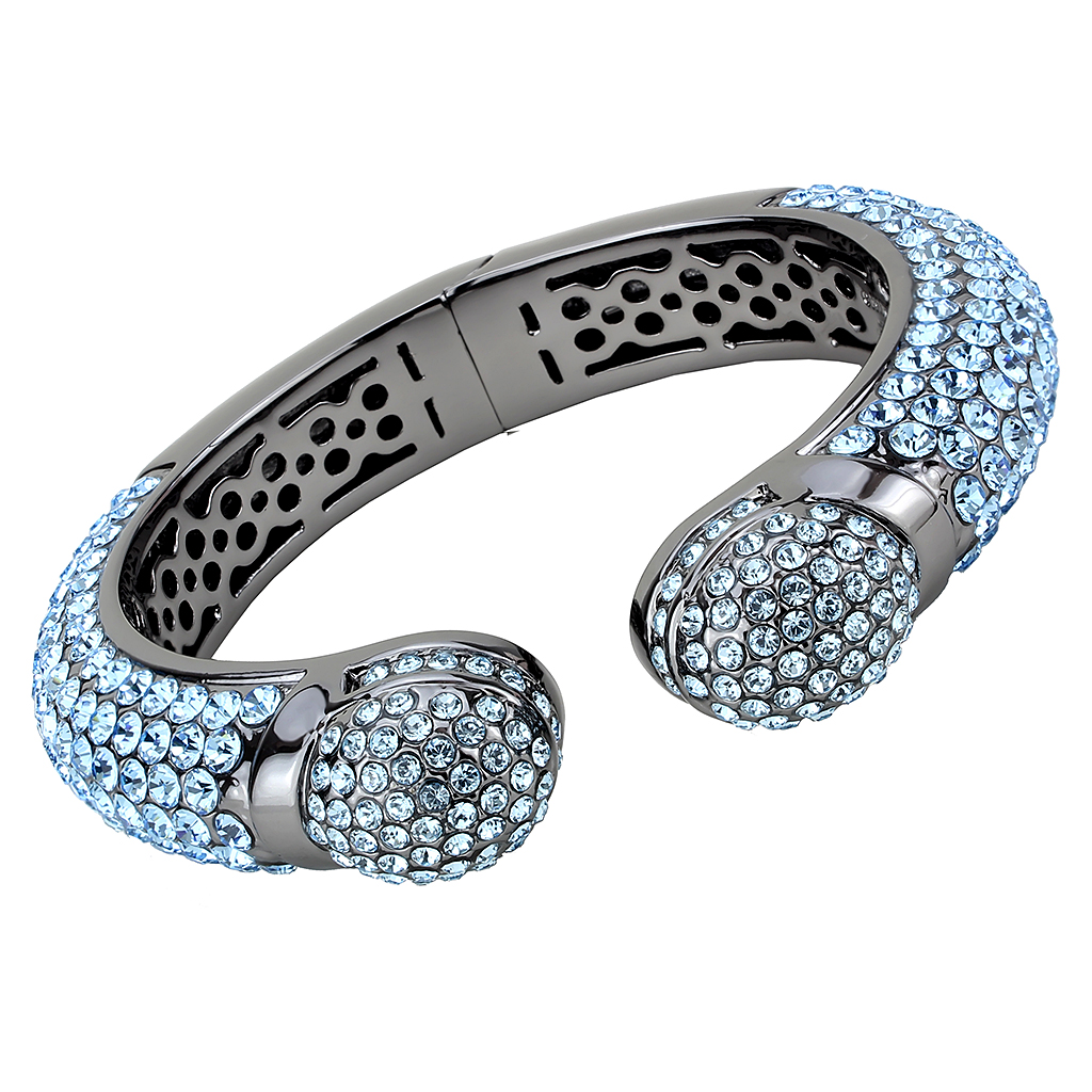 LO4289 - Brass Bangle TIN Cobalt Black Women Top Grade Crystal Sea Blue
