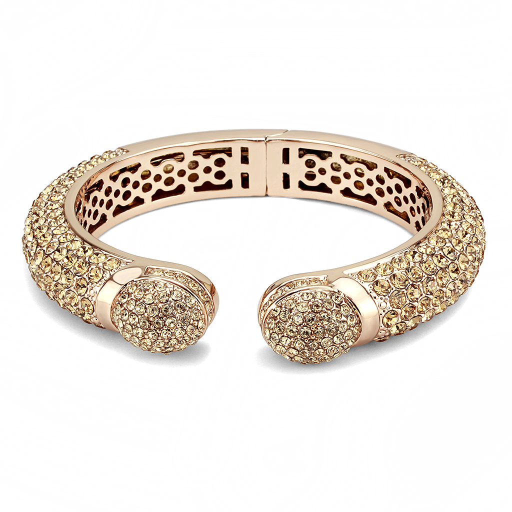 LO4313 - Brass Bangle Flash Rose Gold Women Top Grade Crystal Smoked Quartz
