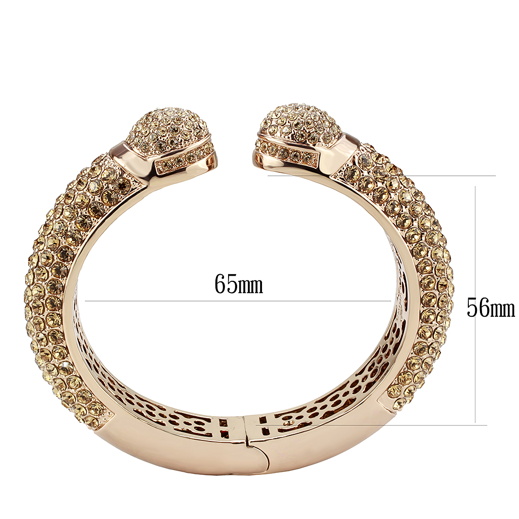 LO4313 - Brass Bangle Flash Rose Gold Women Top Grade Crystal Smoked Quartz