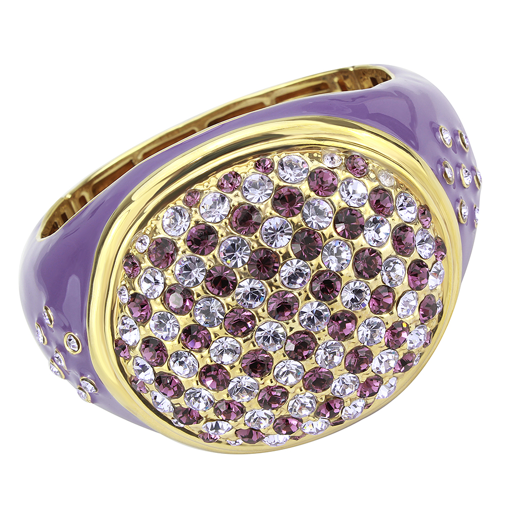 LO4326 - Brass Bangle Gold Women Top Grade Crystal Amethyst