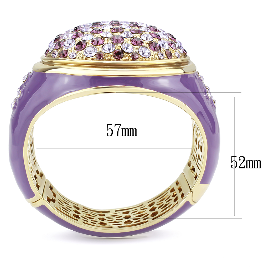 LO4326 - Brass Bangle Gold Women Top Grade Crystal Amethyst
