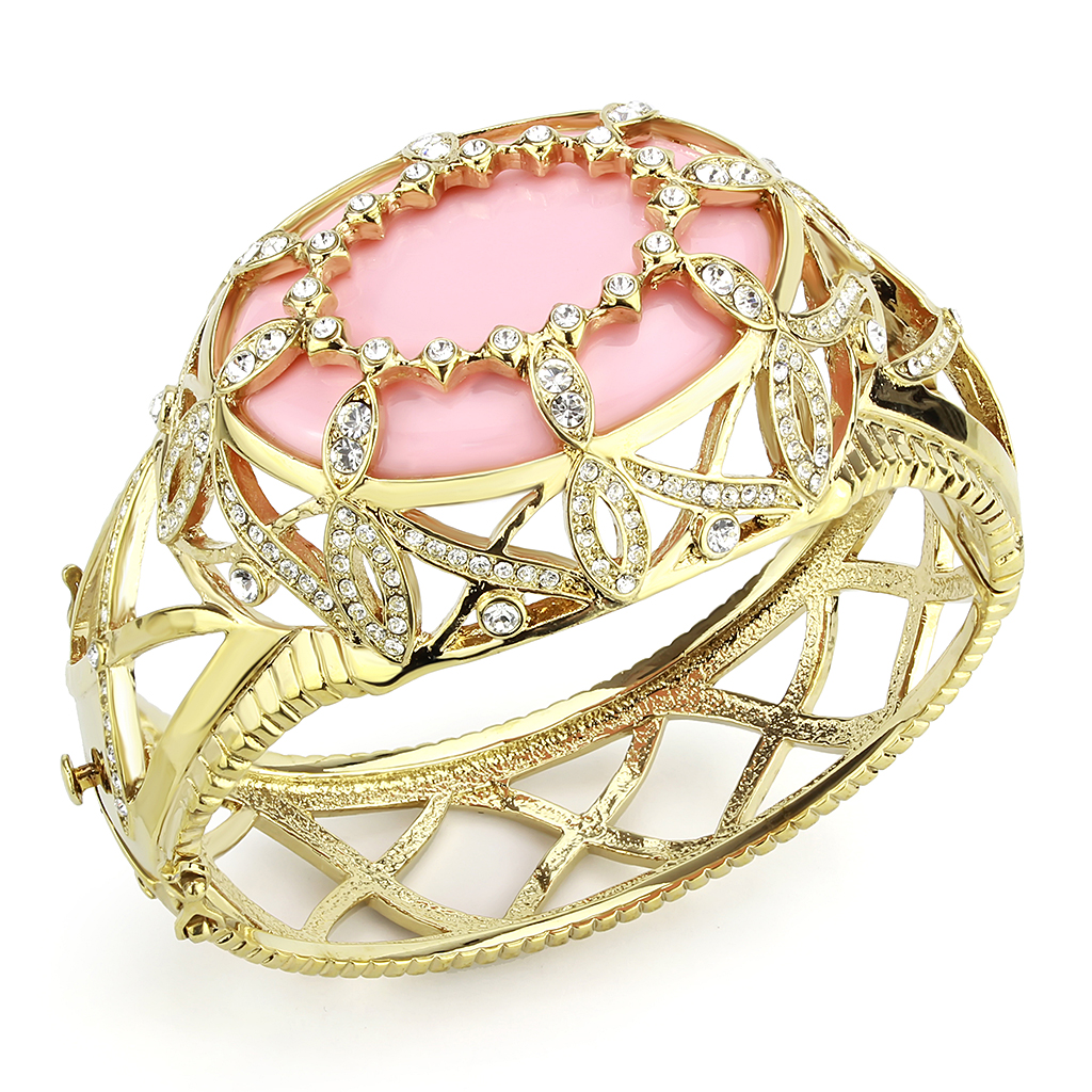 LO4347 - Brass Bangle Gold Women Synthetic Rose