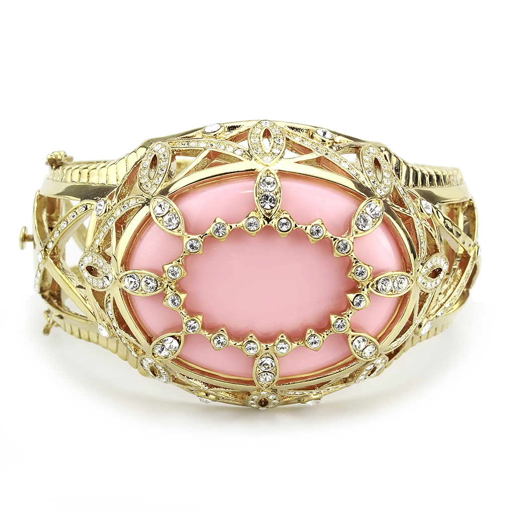 LO4347 - Brass Bangle Gold Women Synthetic Rose