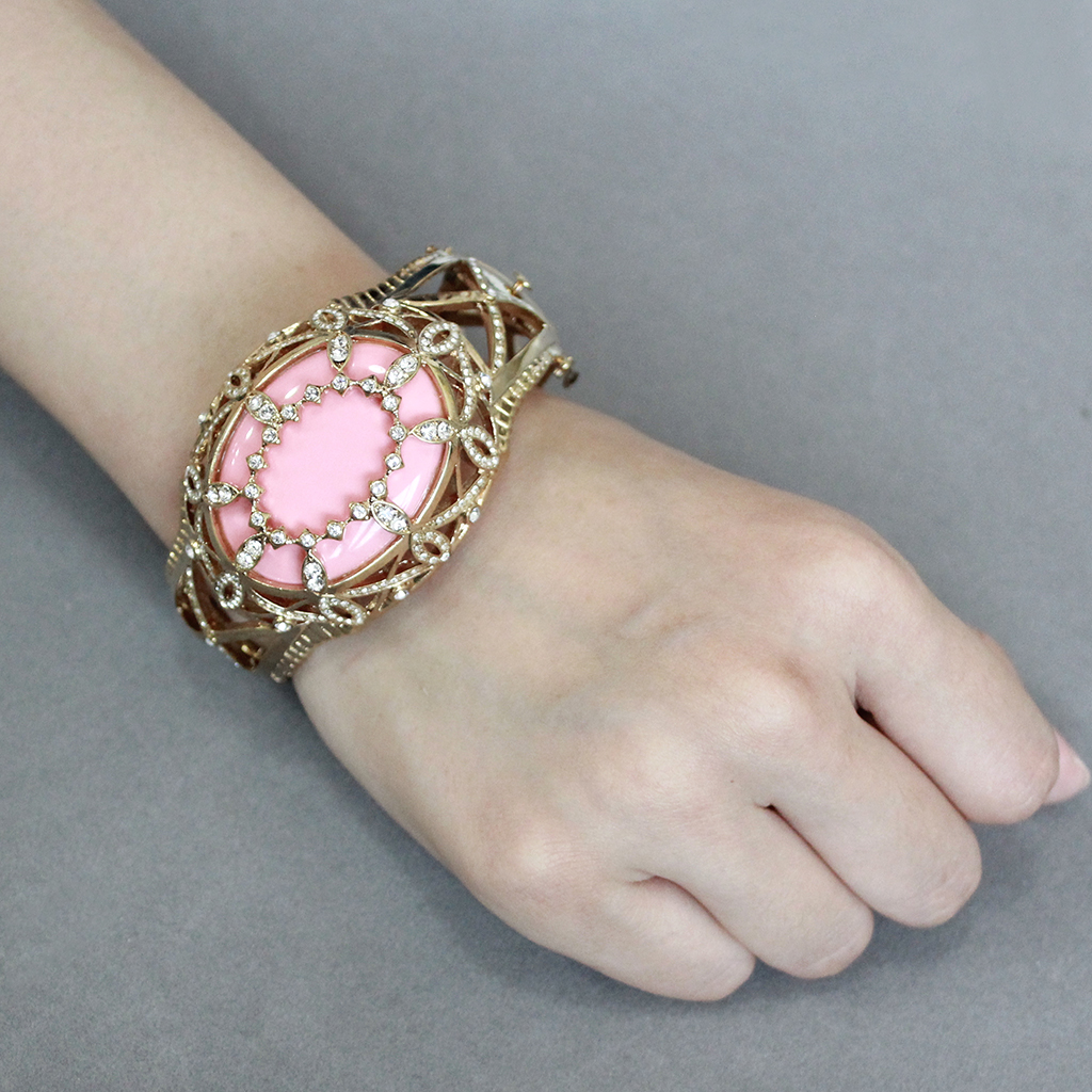 LO4347 - Brass Bangle Gold Women Synthetic Rose