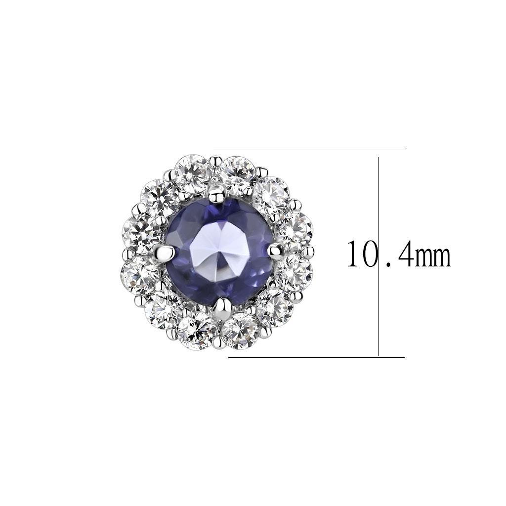 LO4674 - Brass Earrings Rhodium Women Synthetic Tanzanite