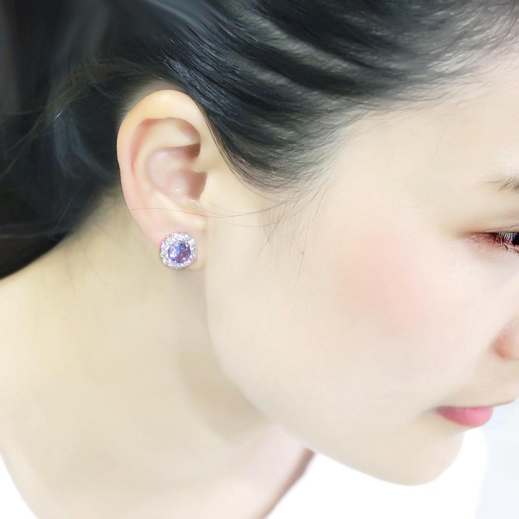 LO4674 - Brass Earrings Rhodium Women Synthetic Tanzanite