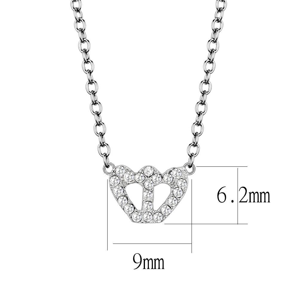 LO4694 - Brass Necklace Rhodium Women Top Grade Crystal Clear