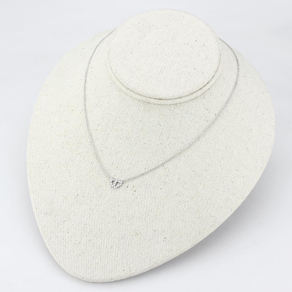 LO4694 - Brass Necklace Rhodium Women Top Grade Crystal Clear