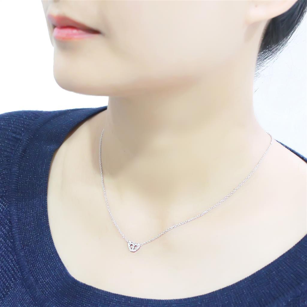 LO4694 - Brass Necklace Rhodium Women Top Grade Crystal Clear