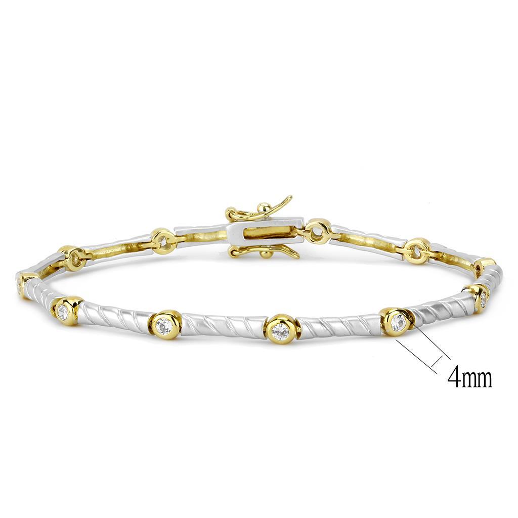 LO4734 - Brass Bracelet Gold+Rhodium Women AAA Grade CZ Clear